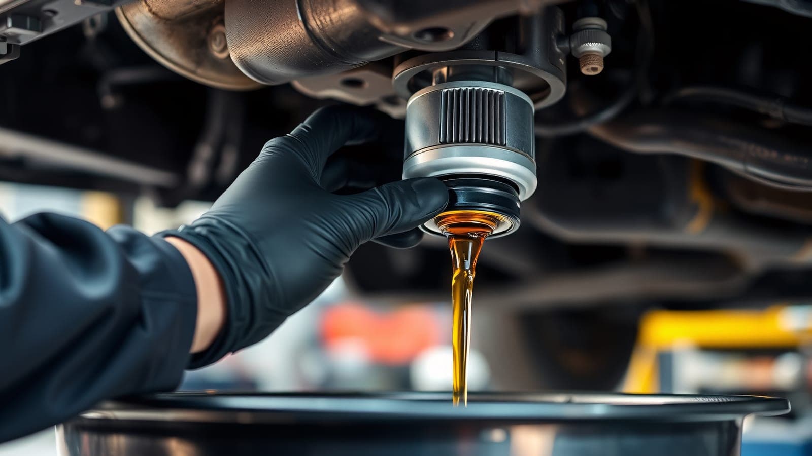 Oil being drained during an oil change